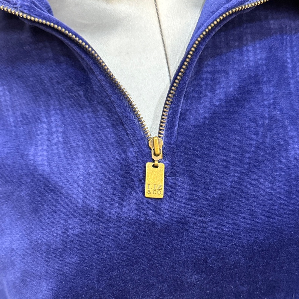 Liz Claiborne Royal Blue Velour Pullover - Picture 3 of 6